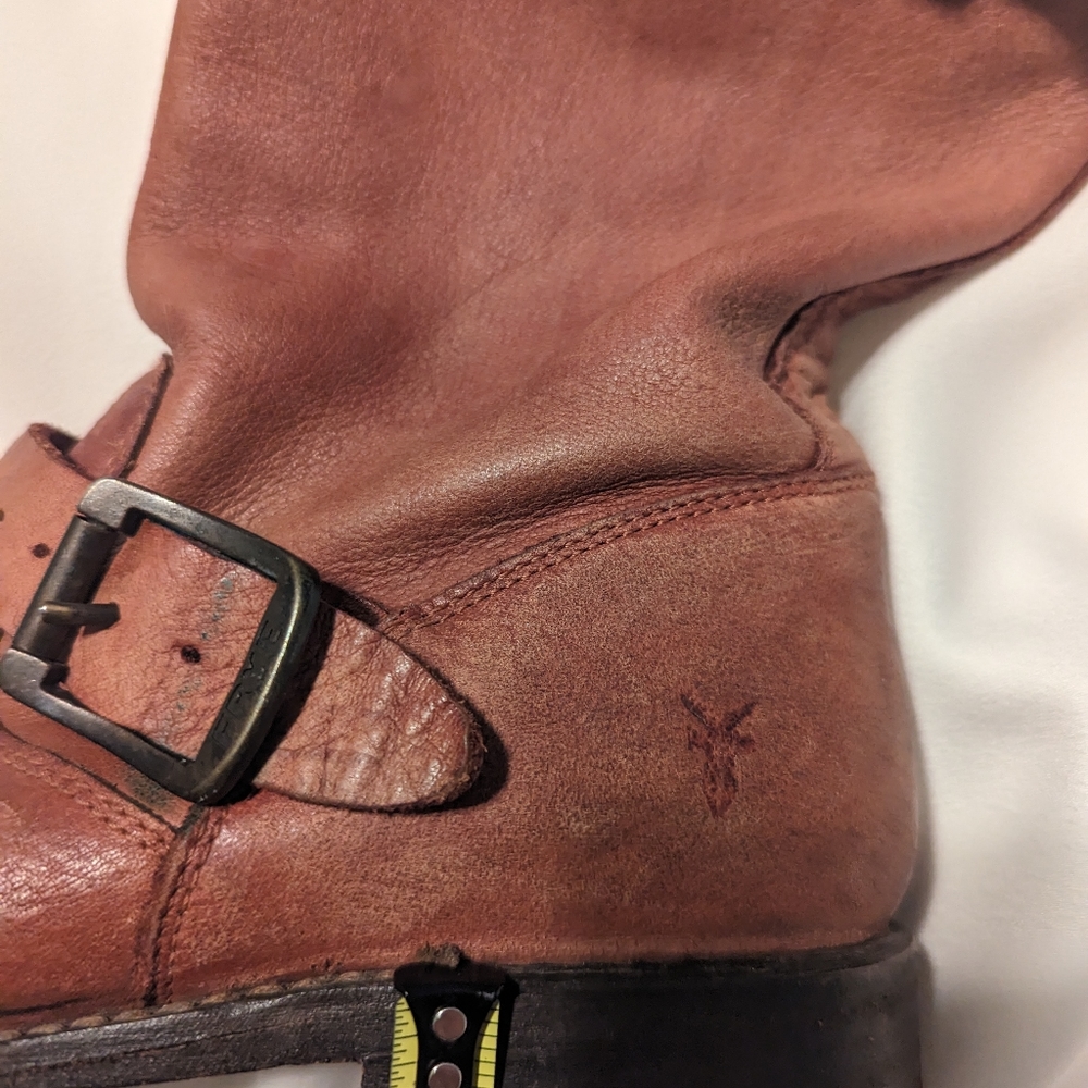 Frye || Veronica Shortie Harness Boots Mid Calf Burnt Rust Red - Picture 7 of 10